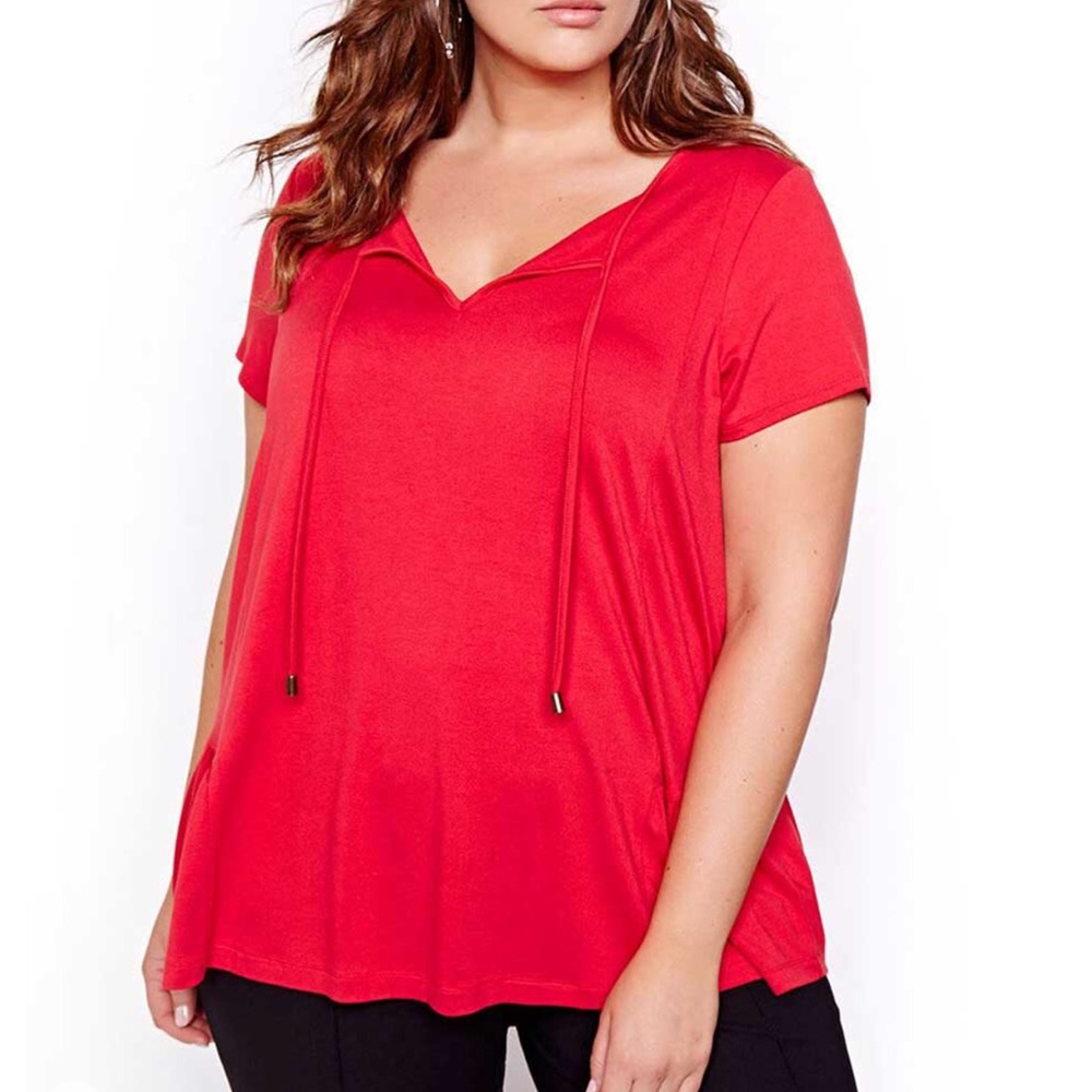 🌹Michel Studio | Split Neck Peplum Tee🌹
